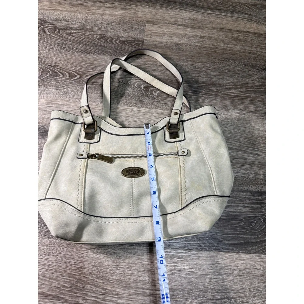 B.O.C. Born Concept Cream Faux Leather Shoulder Bag Tote Off-White Coastal Boho‎